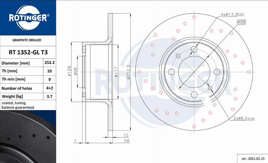 Rotinger RT 1352-GL T3 - Brake Disc autospares.lv