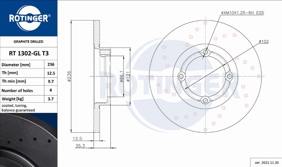 Rotinger RT 1302-GL T3 - Brake Disc autospares.lv