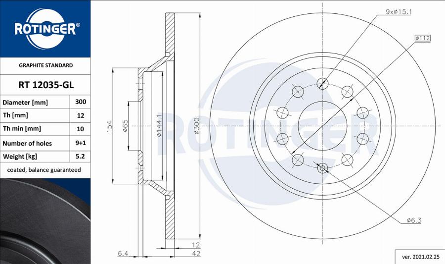 Rotinger RT 12035-GL - Brake Disc autospares.lv