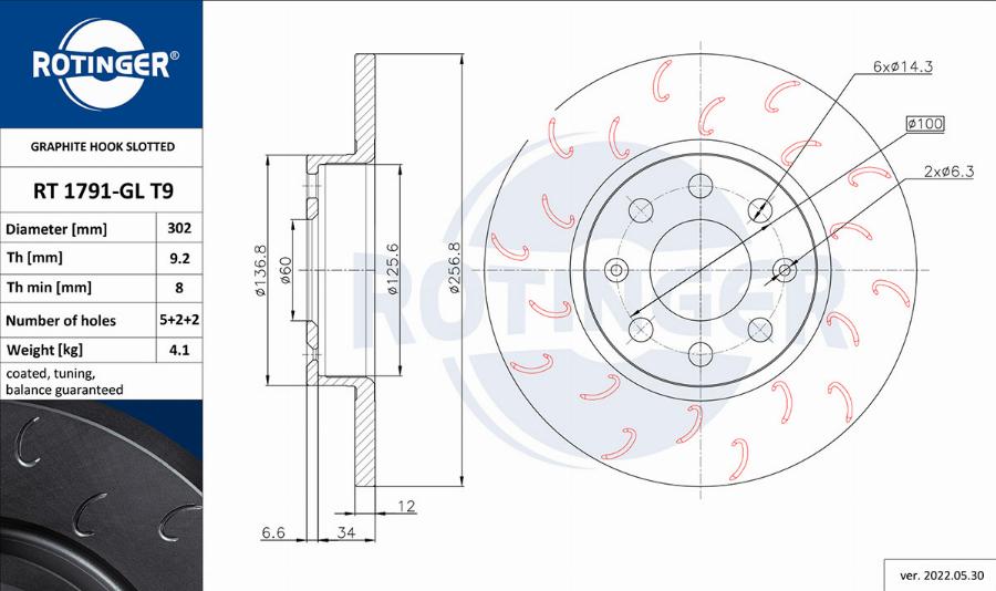 Rotinger RT 1791-GL T9 - Brake Disc autospares.lv