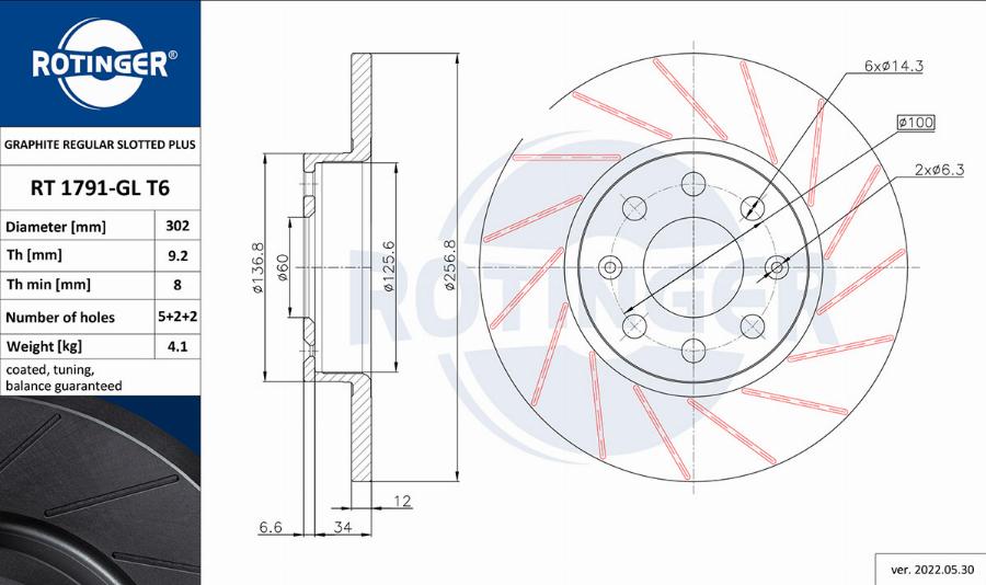 Rotinger RT 1791-GL T6 - Brake Disc autospares.lv