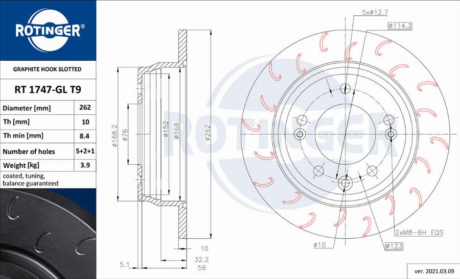 Rotinger RT 1747-GL T9 - Brake Disc autospares.lv