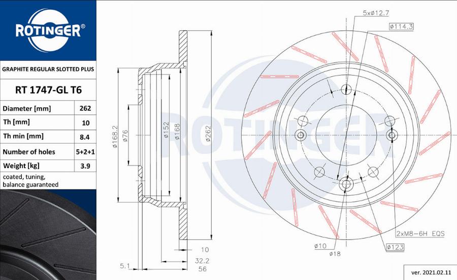 Rotinger RT 1747-GL T6 - Brake Disc autospares.lv