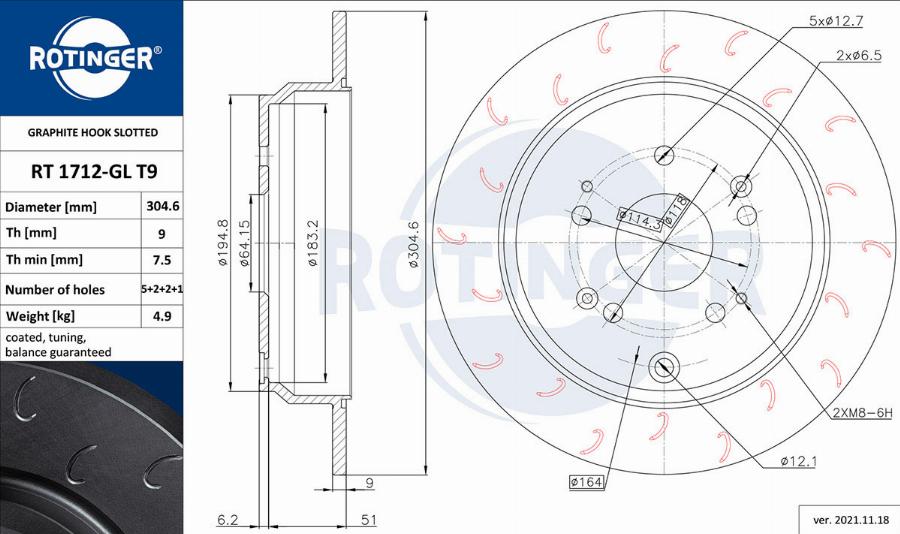 Rotinger RT 1712-GL T9 - Brake Disc autospares.lv