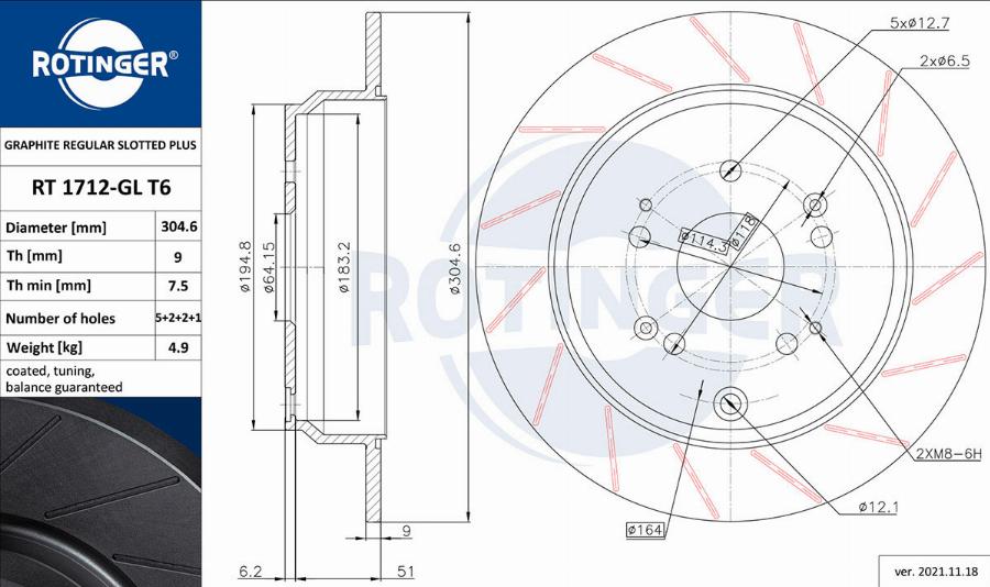 Rotinger RT 1712-GL T6 - Brake Disc autospares.lv