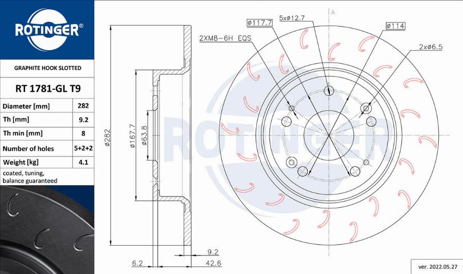 Rotinger RT 1781-GL T9 - Brake Disc autospares.lv