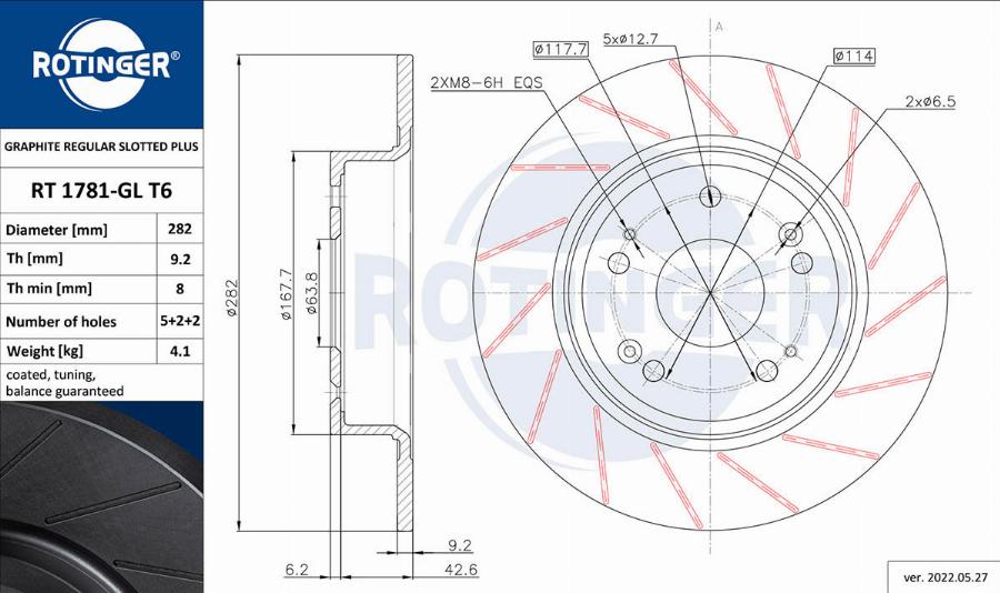 Rotinger RT 1781-GL T6 - Brake Disc autospares.lv