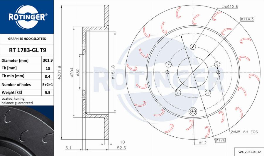 Rotinger RT 1783-GL T9 - Brake Disc autospares.lv