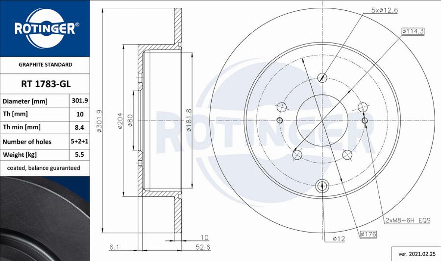 Rotinger RT 1783-GL - Brake Disc autospares.lv