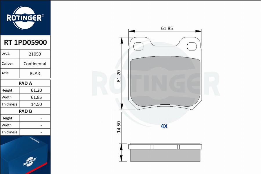Rotinger RT 1PD05900 - Brake Pad Set, disc brake autospares.lv