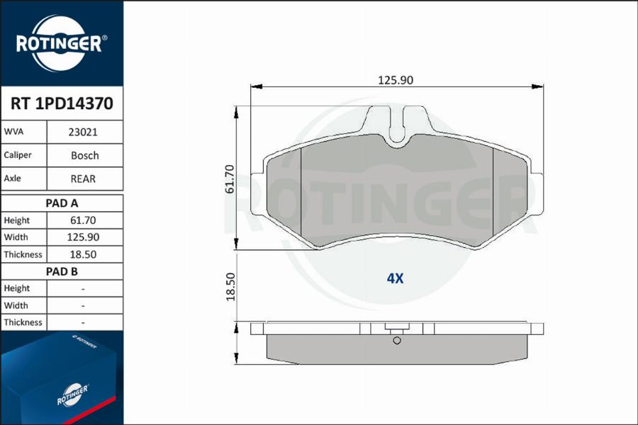 Rotinger RT 1PD14370 - Brake Pad Set, disc brake autospares.lv