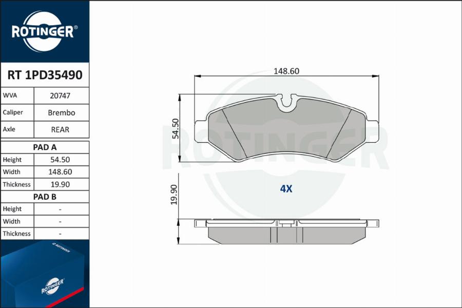 Rotinger RT 1PD35490 - Brake Pad Set, disc brake autospares.lv