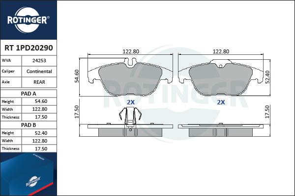 Rotinger RT 1PD20290 - Brake Pad Set, disc brake autospares.lv