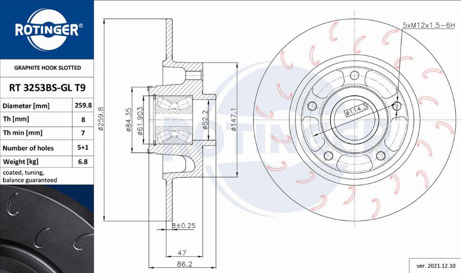 Rotinger RT 3253BS-GL T9 - Brake Disc autospares.lv