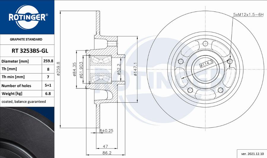 Rotinger RT 3253BS-GL - Brake Disc autospares.lv