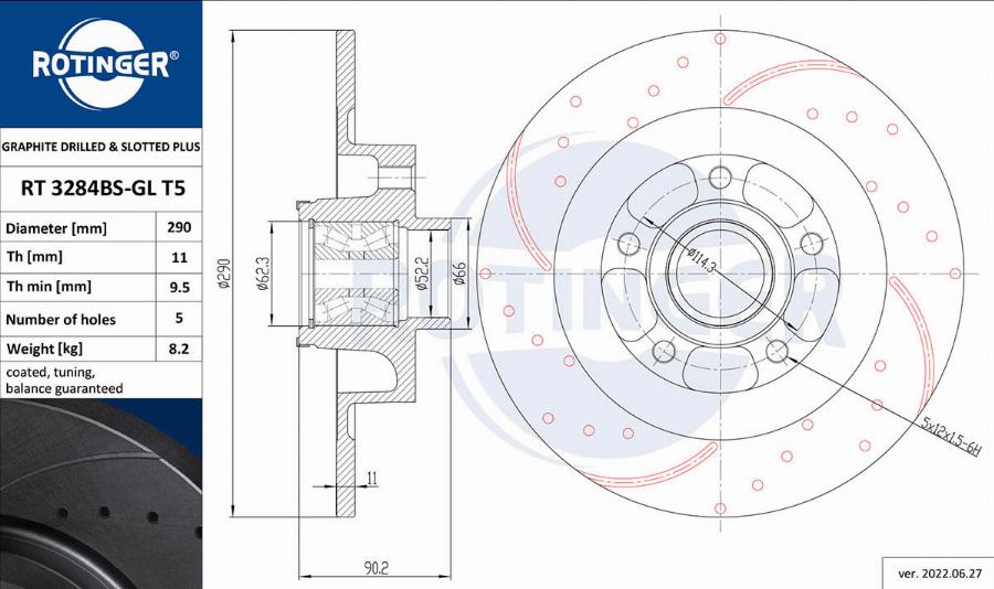 Rotinger RT 3284BS-GL T5 - Brake Disc autospares.lv