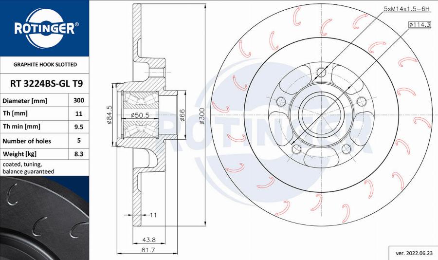 Rotinger RT 3224BS-GL T9 - Brake Disc autospares.lv