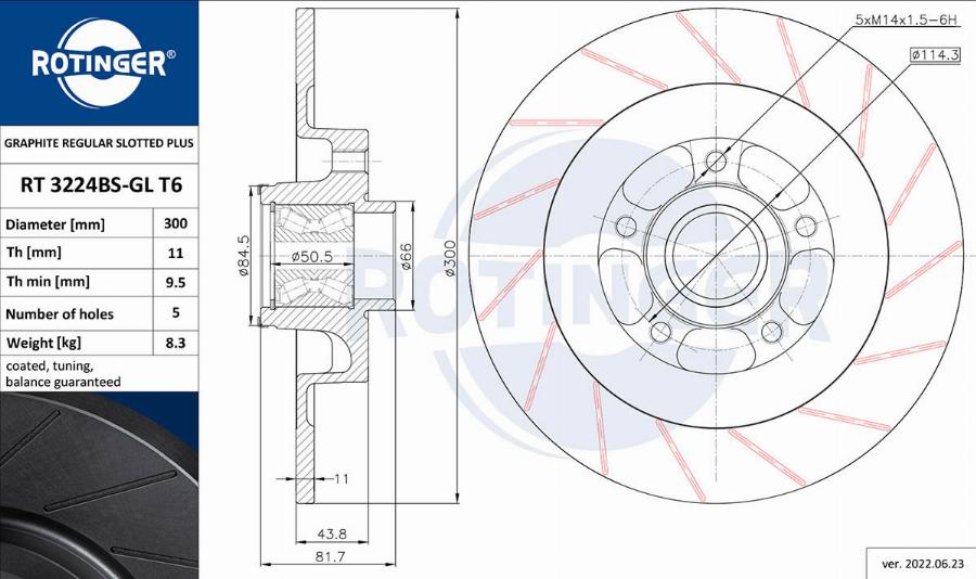 Rotinger RT 3224BS-GL T6 - Brake Disc autospares.lv