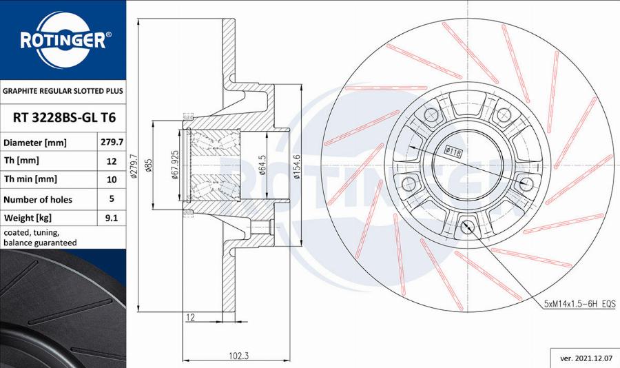 Rotinger RT 3228BS-GL T6 - Brake Disc autospares.lv