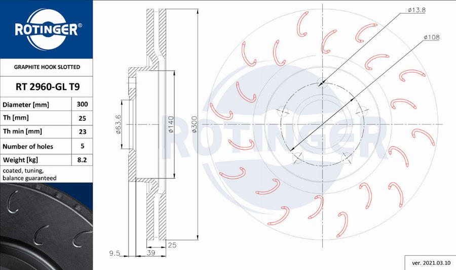 Rotinger RT 2960-GL T9 - Brake Disc autospares.lv