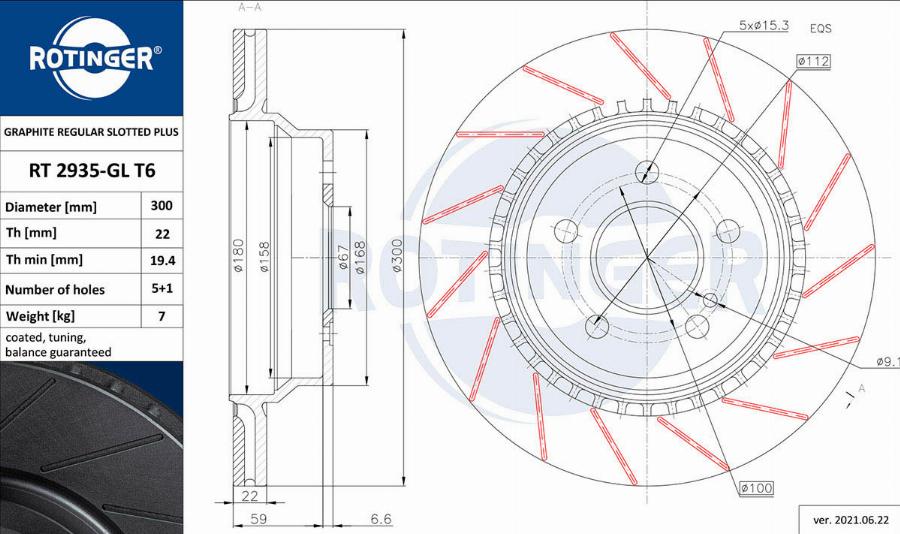 Rotinger RT 2935-GL T6 - Brake Disc autospares.lv