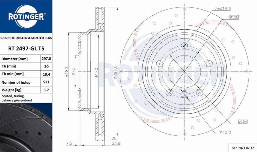 Rotinger RT 2497-GL T5 - Brake Disc autospares.lv