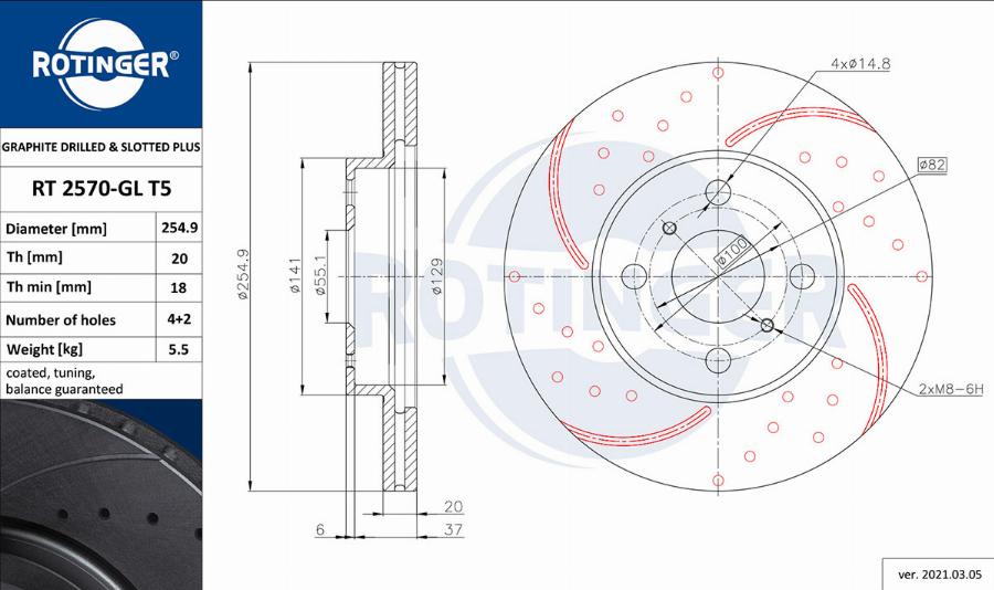 Rotinger RT 2570-GL T5 - Brake Disc autospares.lv