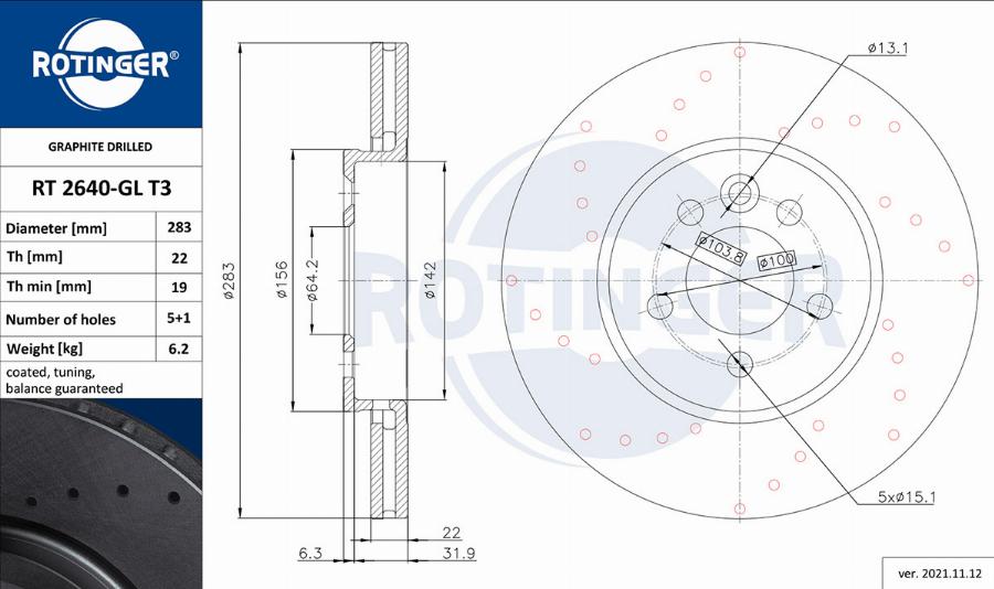 Rotinger RT 2640-GL T3 - Brake Disc autospares.lv