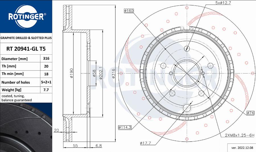 Rotinger RT 20941-GL T5 - Brake Disc autospares.lv