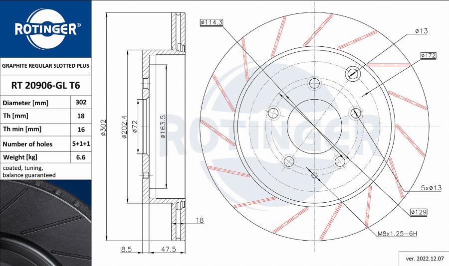 Rotinger RT 20906-GL T6 - Brake Disc autospares.lv