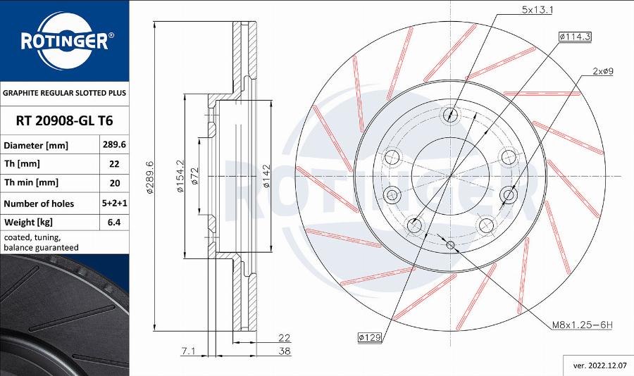 Rotinger RT 20908-GL T6 - Brake Disc autospares.lv