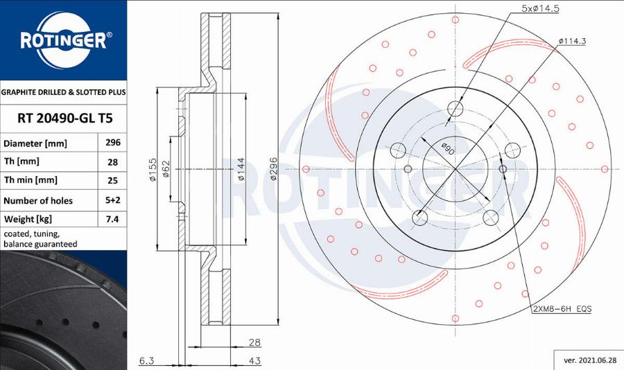 Rotinger RT 20490-GL T5 - Brake Disc autospares.lv