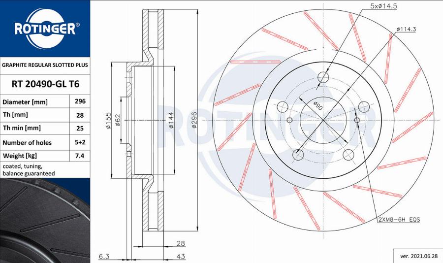 Rotinger RT 20490-GL T6 - Brake Disc autospares.lv