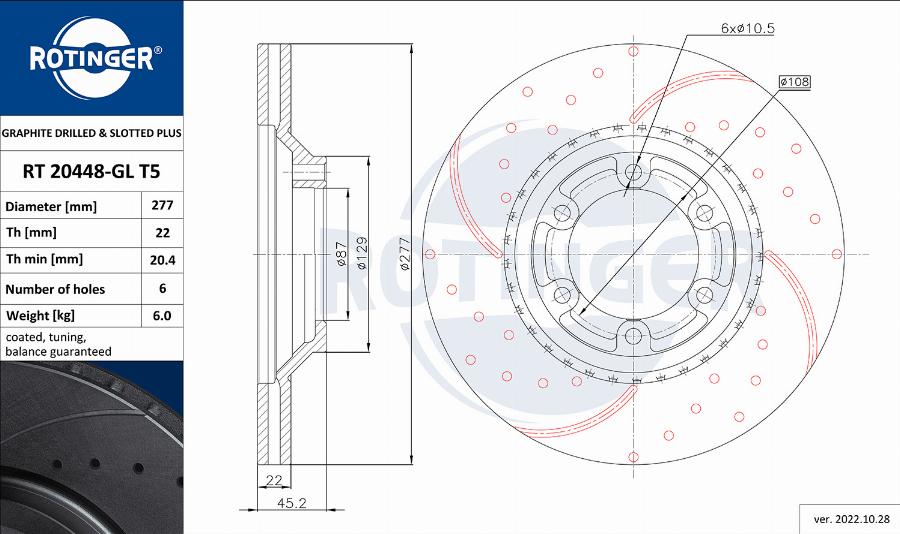 Rotinger RT 20448-GL T5 - Brake Disc autospares.lv