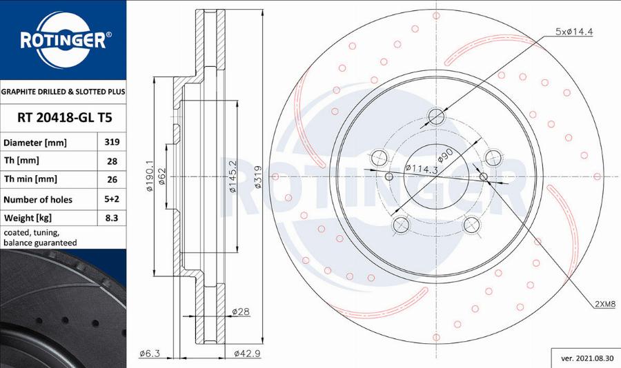 Rotinger RT 20418-GL T5 - Brake Disc autospares.lv