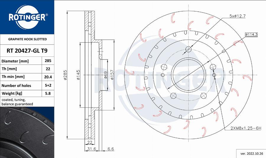 Rotinger RT 20427-GL T9 - Brake Disc autospares.lv