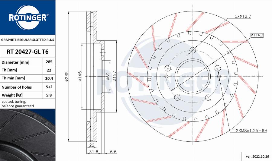 Rotinger RT 20427-GL T6 - Brake Disc autospares.lv