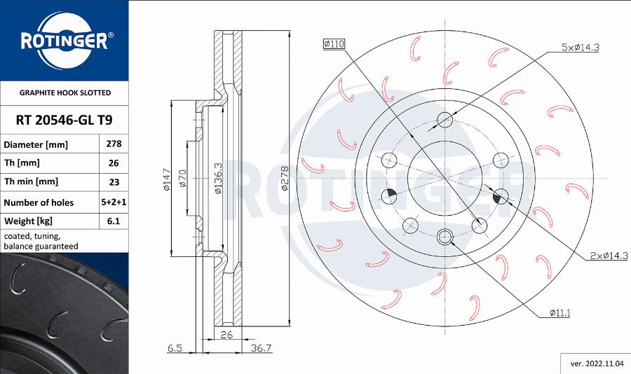 Rotinger RT 20546-GL T9 - Brake Disc autospares.lv