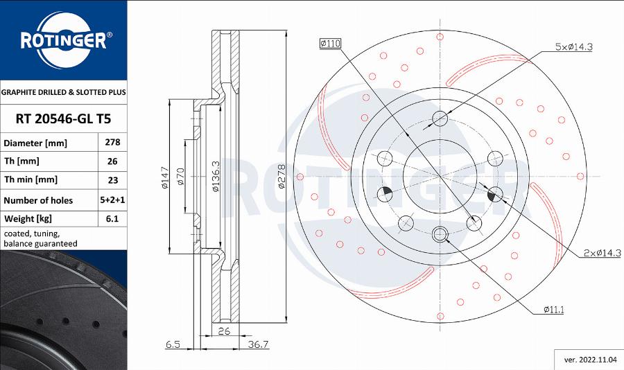 Rotinger RT 20546-GL T5 - Brake Disc autospares.lv