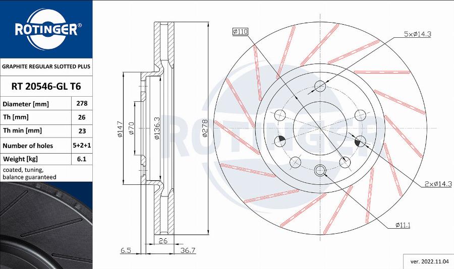 Rotinger RT 20546-GL T6 - Brake Disc autospares.lv