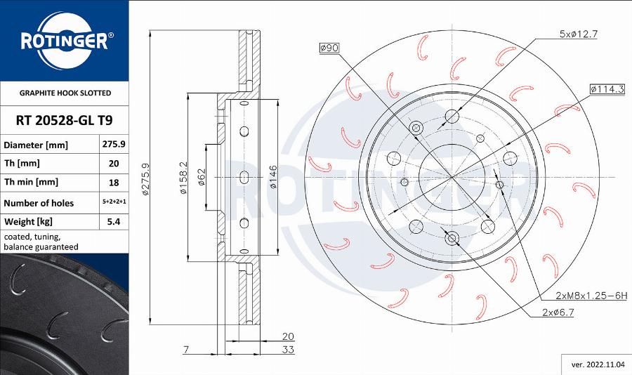 Rotinger RT 20528-GL T9 - Brake Disc autospares.lv