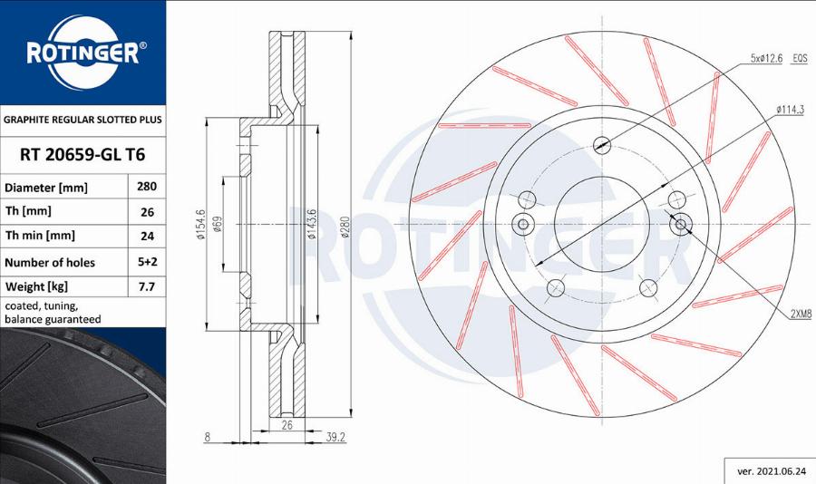 Rotinger RT 20659-GL T6 - Brake Disc autospares.lv