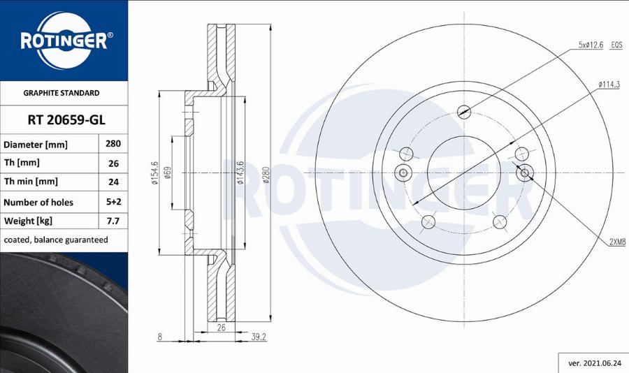 Rotinger RT 20659-GL - Brake Disc autospares.lv