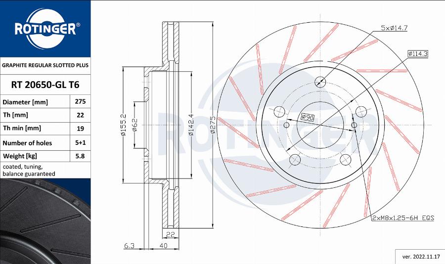 Rotinger RT 20650-GL T6 - Brake Disc autospares.lv