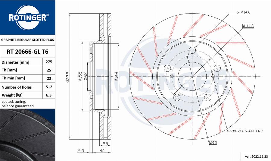 Rotinger RT 20666-GL T6 - Brake Disc autospares.lv