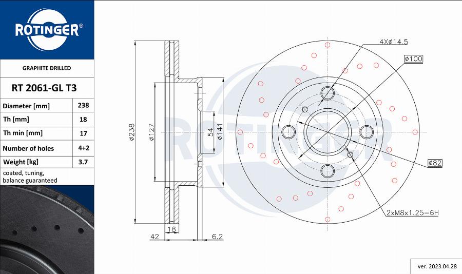 Rotinger RT 2061-GL T3 - Brake Disc autospares.lv