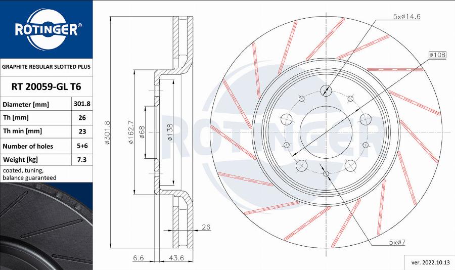 Rotinger RT 20059-GL T6 - Brake Disc autospares.lv