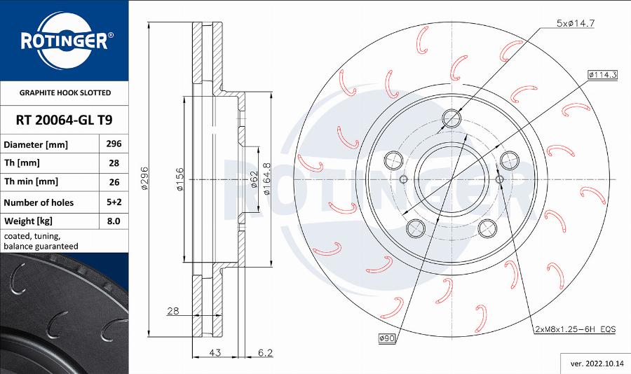 Rotinger RT 20064-GL T9 - Brake Disc autospares.lv