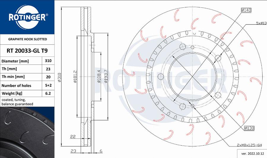 Rotinger RT 20033-GL T9 - Brake Disc autospares.lv