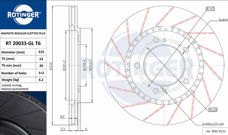 Rotinger RT 20033-GL T6 - Brake Disc autospares.lv